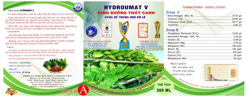 HYDRO UMAT V- Dung dịch thủy canh sử dụng cho rau ăn lá